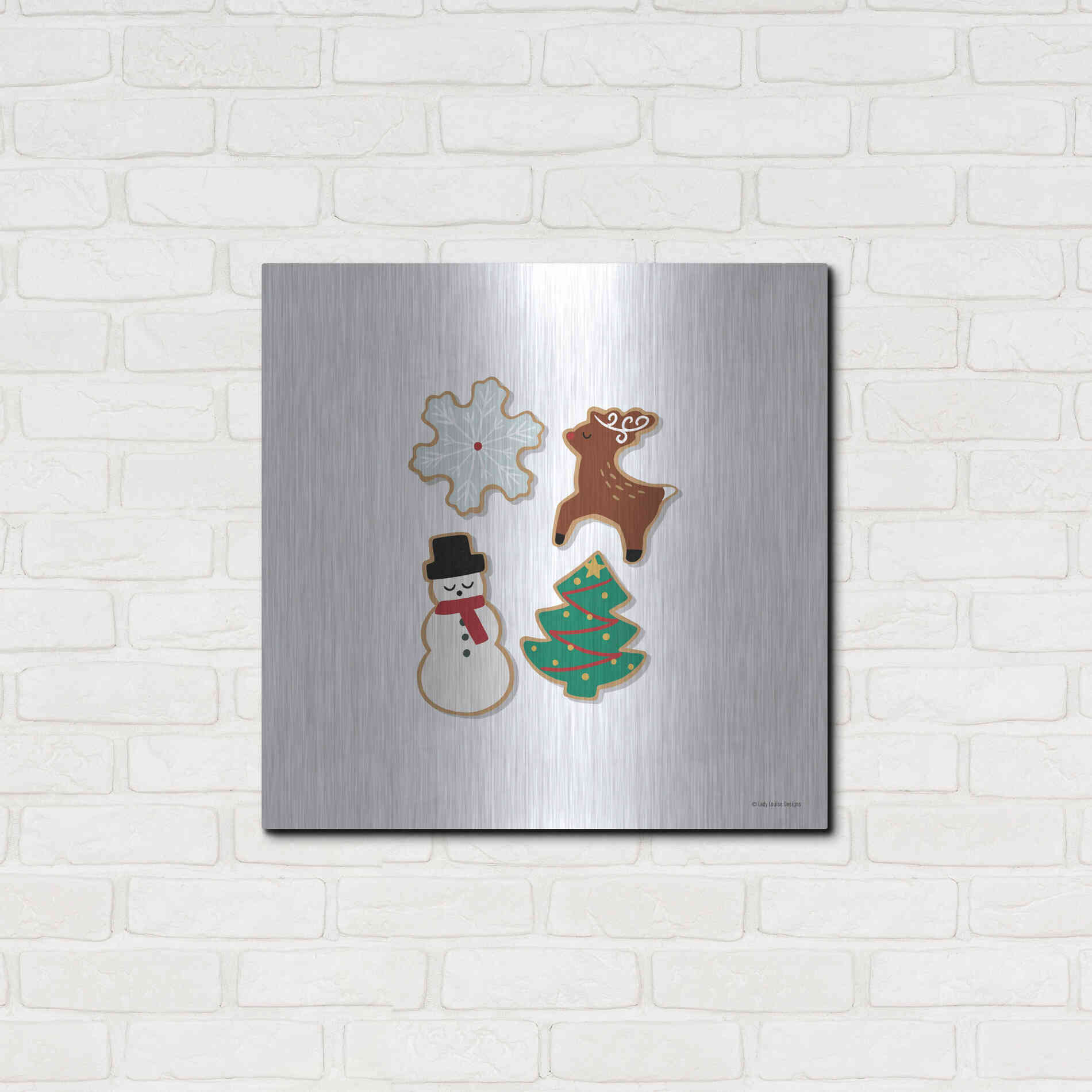 Luxe Metal Art 'Christmas Cookies' by Lady Louise Designs, Metal Wall Art,24x24