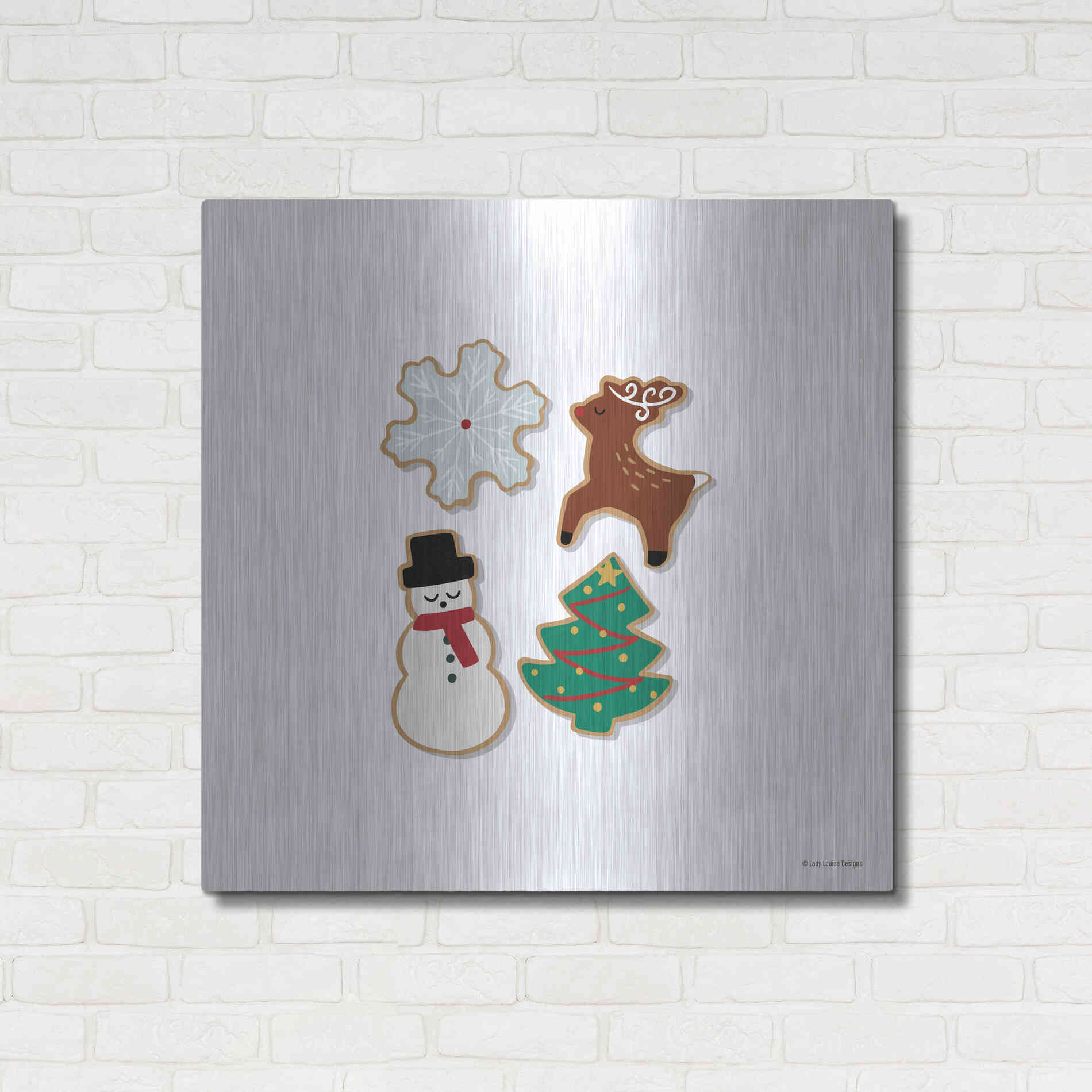 Luxe Metal Art 'Christmas Cookies' by Lady Louise Designs, Metal Wall Art,36x36