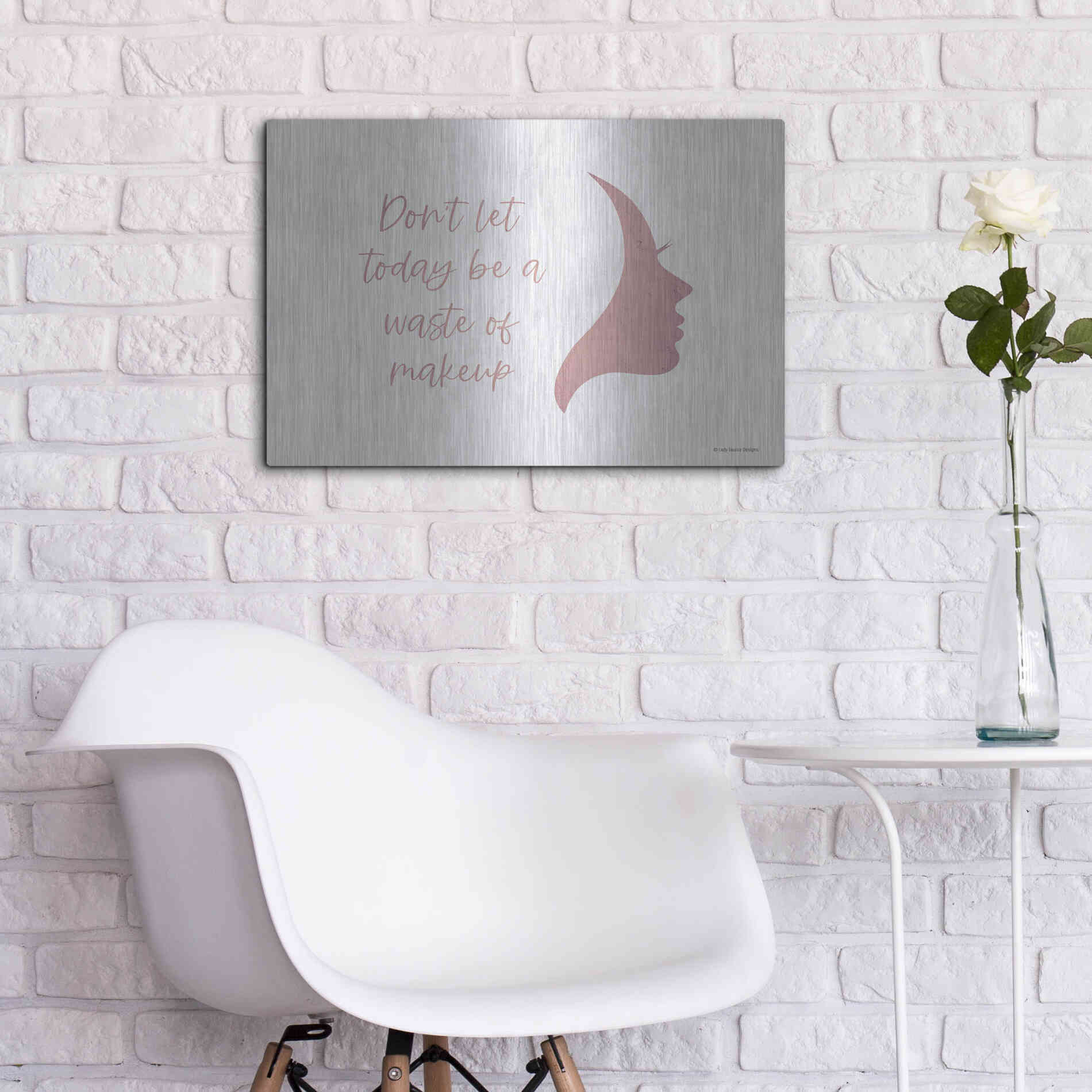 Luxe Metal Art 'Waste of Makeup' by Lady Louise Designs, Metal Wall Art,24x16