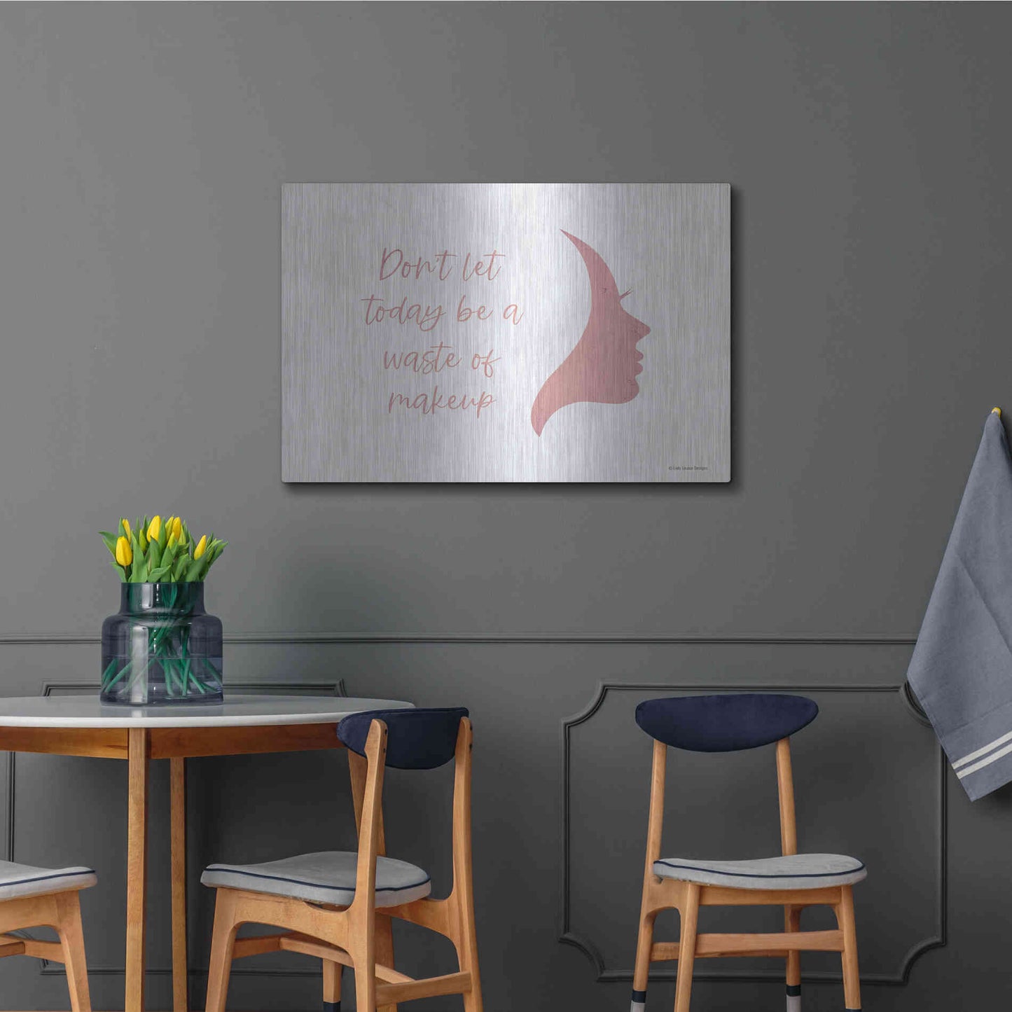 Luxe Metal Art 'Waste of Makeup' by Lady Louise Designs, Metal Wall Art,36x24