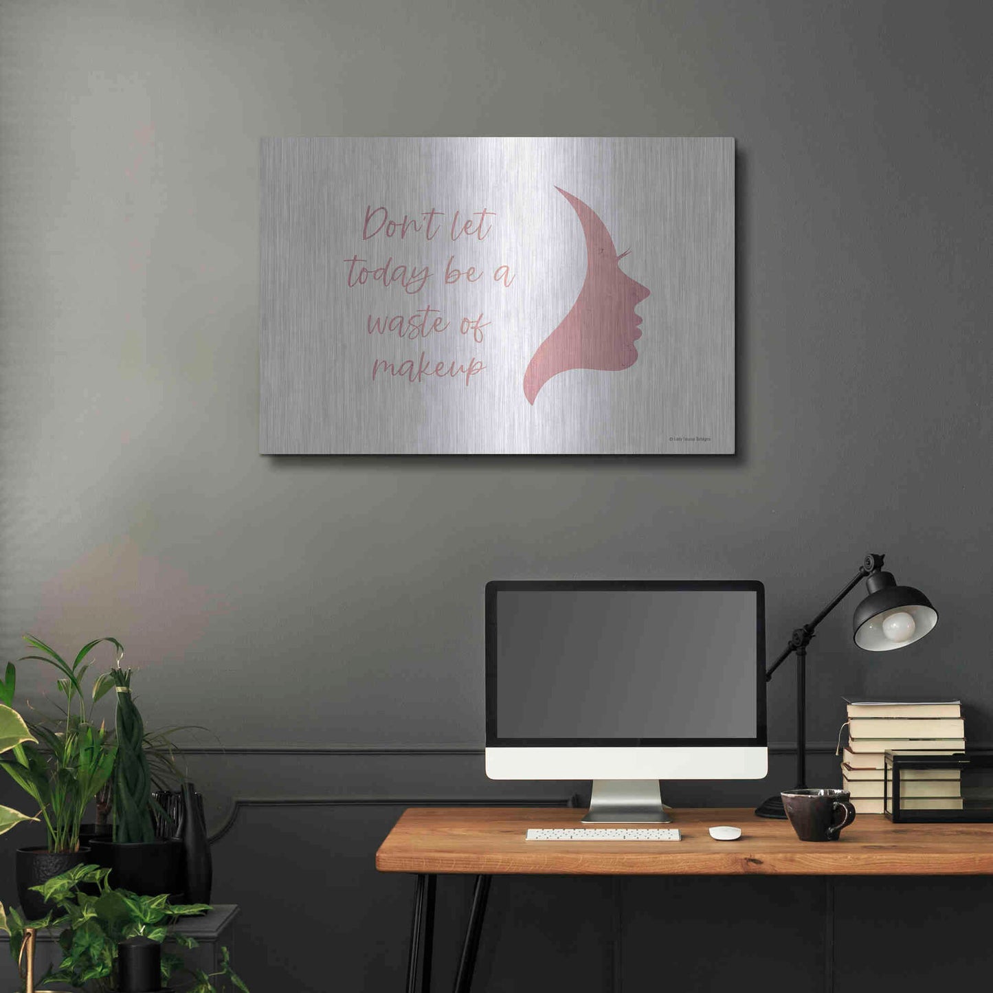 Luxe Metal Art 'Waste of Makeup' by Lady Louise Designs, Metal Wall Art,36x24
