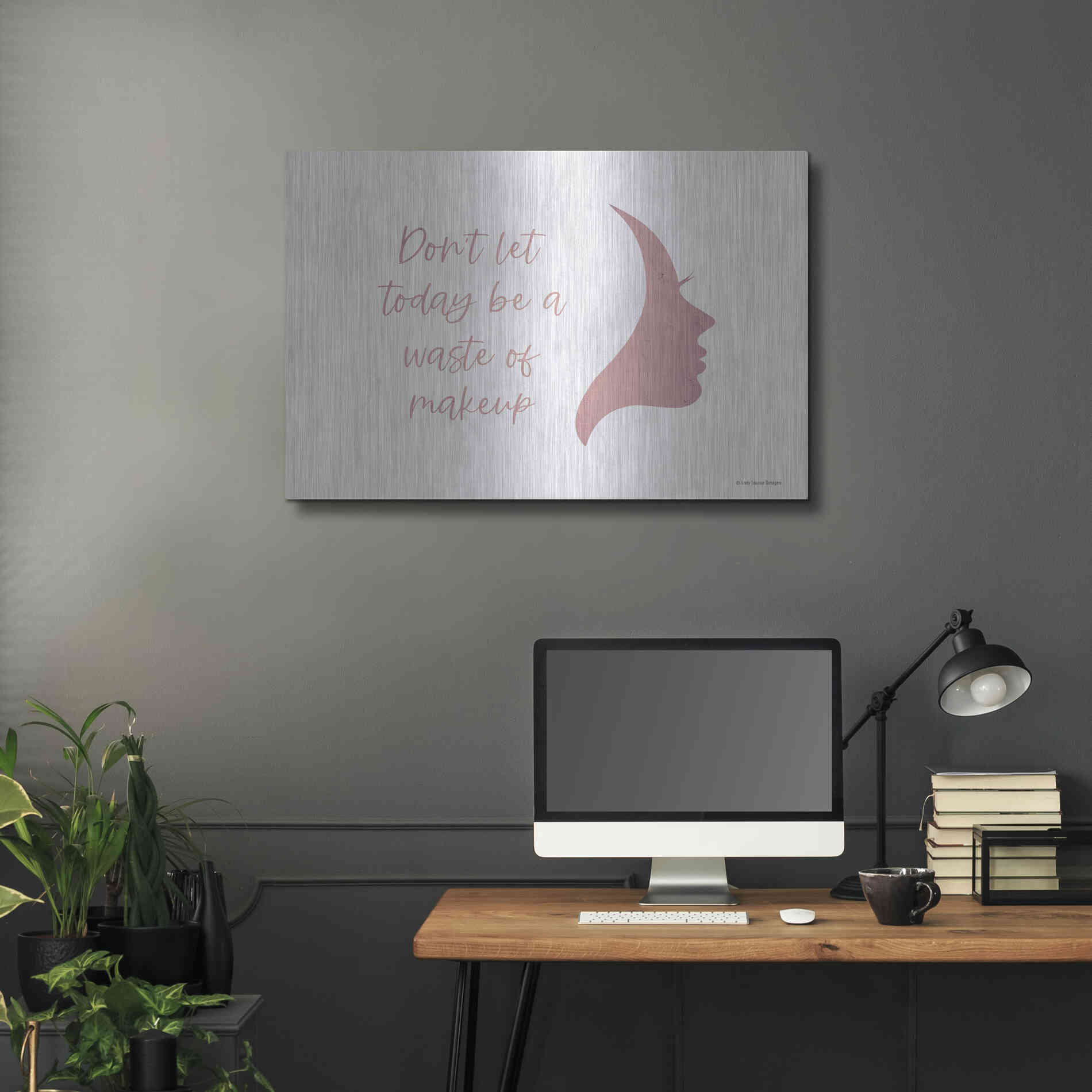 Luxe Metal Art 'Waste of Makeup' by Lady Louise Designs, Metal Wall Art,36x24