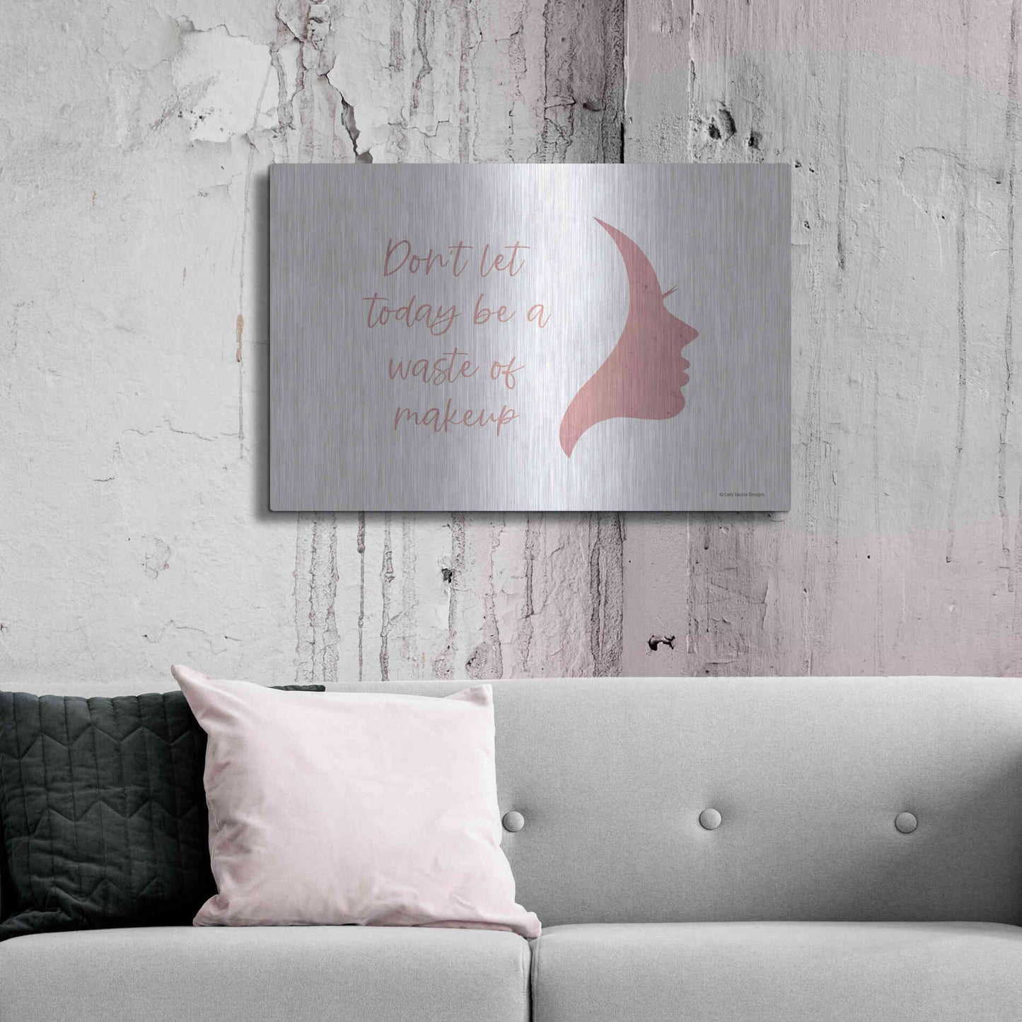 Luxe Metal Art 'Waste of Makeup' by Lady Louise Designs, Metal Wall Art,36x24