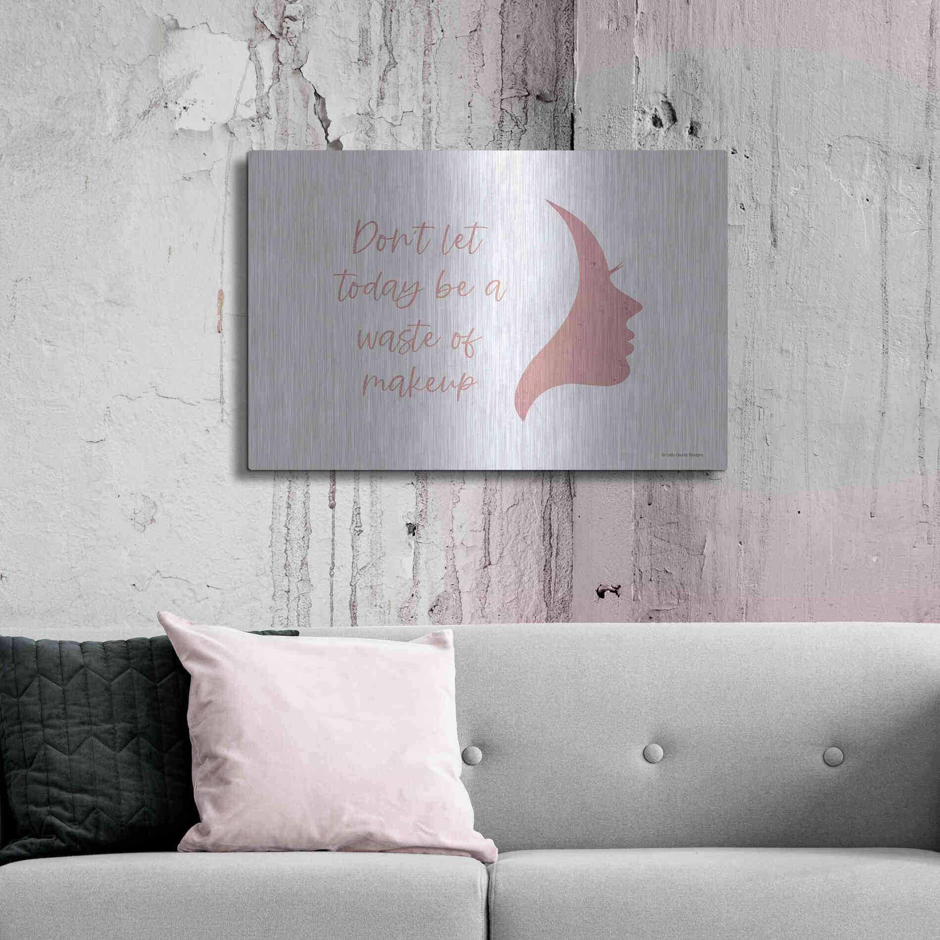 Luxe Metal Art 'Waste of Makeup' by Lady Louise Designs, Metal Wall Art,36x24