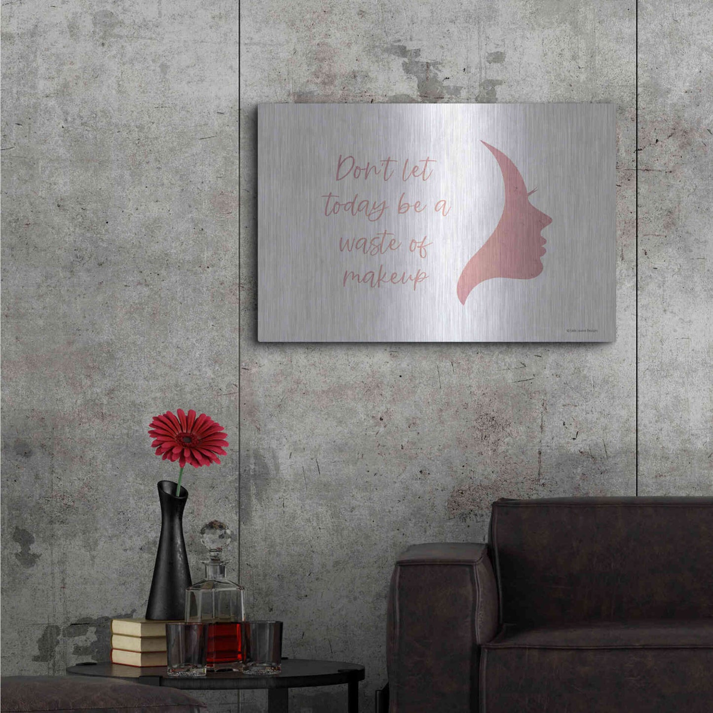 Luxe Metal Art 'Waste of Makeup' by Lady Louise Designs, Metal Wall Art,36x24