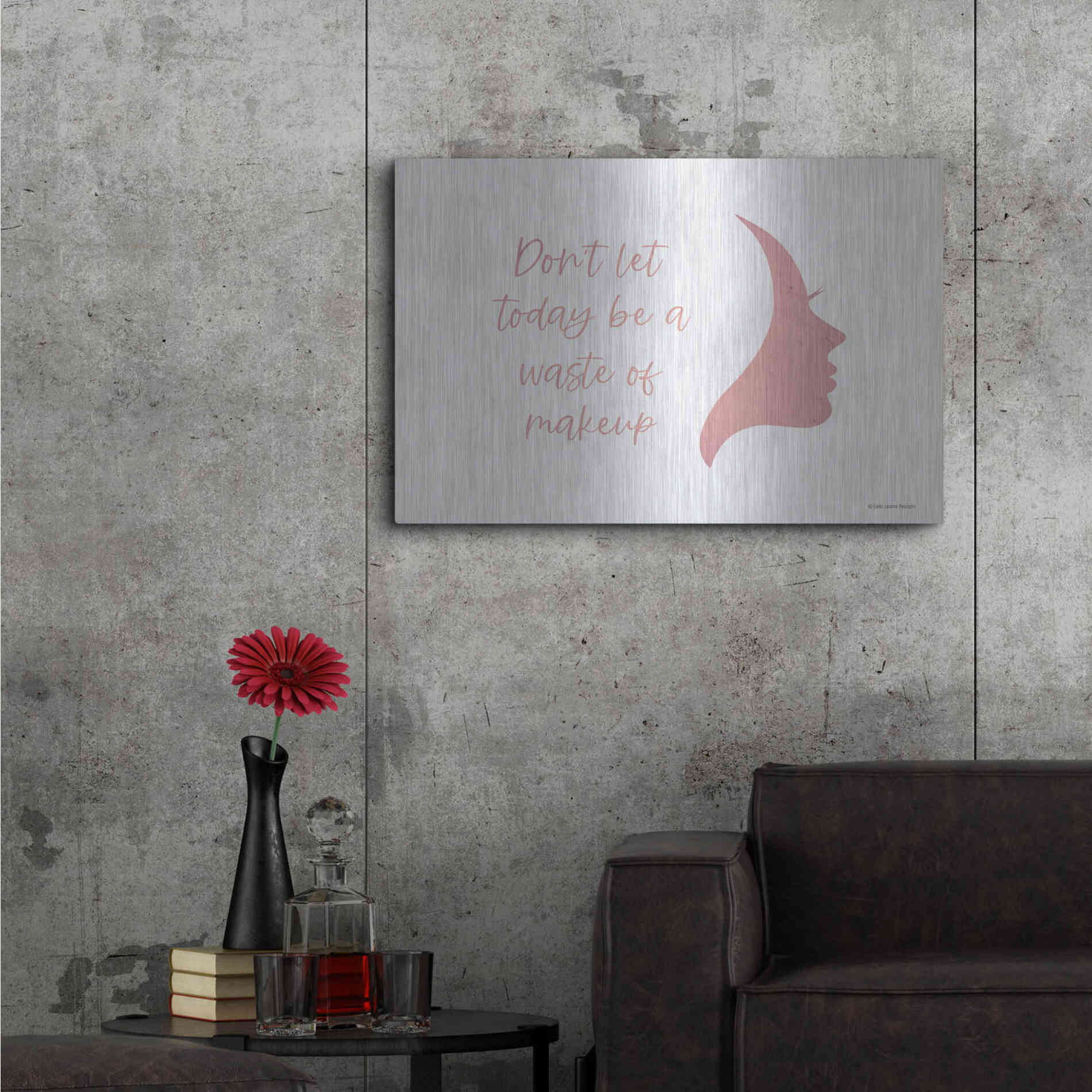 Luxe Metal Art 'Waste of Makeup' by Lady Louise Designs, Metal Wall Art,36x24