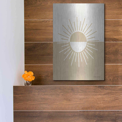 Luxe Metal Art 'Neutral Nursery Half Sun    ' by Lady Louise Designs, Metal Wall Art,12x16