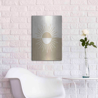 Luxe Metal Art 'Neutral Nursery Half Sun    ' by Lady Louise Designs, Metal Wall Art,16x24