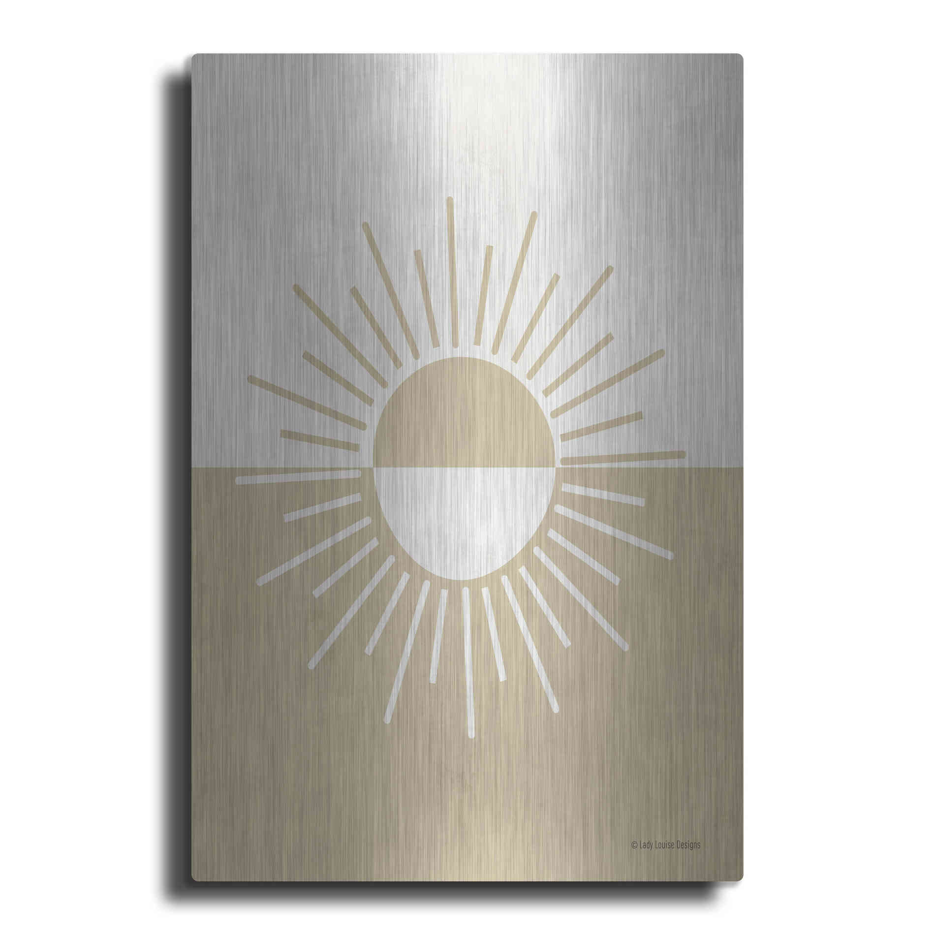 Luxe Metal Art 'Neutral Nursery Half Sun    ' by Lady Louise Designs, Metal Wall Art