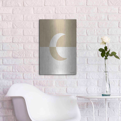Luxe Metal Art 'Neutral Nursery Half Moon    ' by Lady Louise Designs, Metal Wall Art,16x24