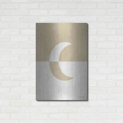 Luxe Metal Art 'Neutral Nursery Half Moon    ' by Lady Louise Designs, Metal Wall Art,24x36