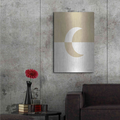 Luxe Metal Art 'Neutral Nursery Half Moon    ' by Lady Louise Designs, Metal Wall Art,24x36