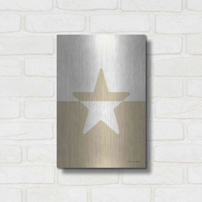 Luxe Metal Art 'Neutral Nursery Half Star    ' by Lady Louise Designs, Metal Wall Art,12x16