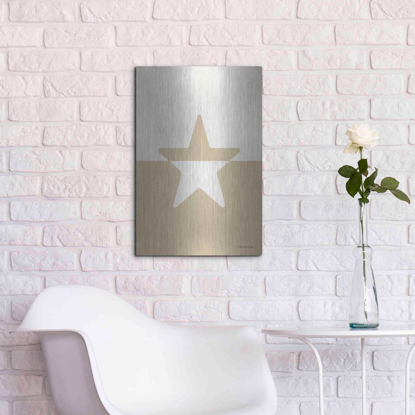 Luxe Metal Art 'Neutral Nursery Half Star    ' by Lady Louise Designs, Metal Wall Art,16x24