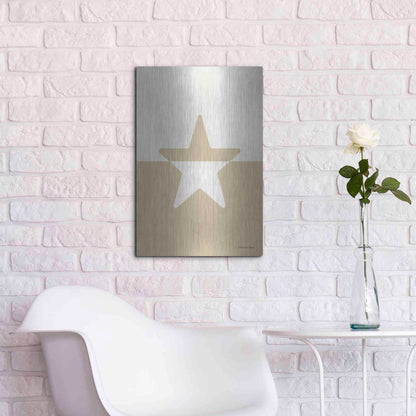Luxe Metal Art 'Neutral Nursery Half Star    ' by Lady Louise Designs, Metal Wall Art,16x24