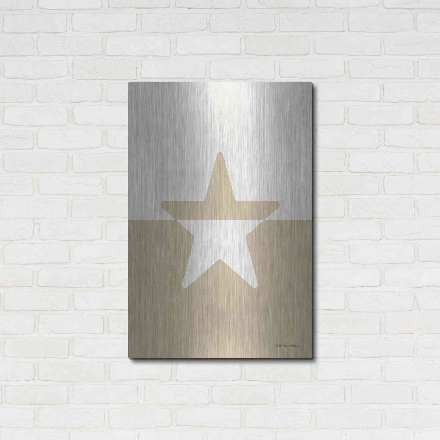 Luxe Metal Art 'Neutral Nursery Half Star    ' by Lady Louise Designs, Metal Wall Art,24x36