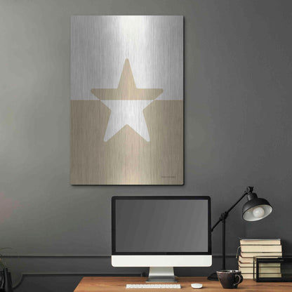 Luxe Metal Art 'Neutral Nursery Half Star    ' by Lady Louise Designs, Metal Wall Art,24x36