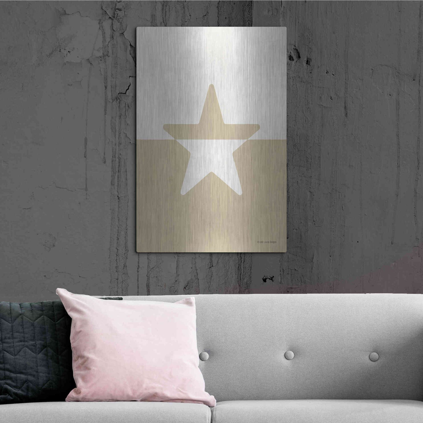 Luxe Metal Art 'Neutral Nursery Half Star    ' by Lady Louise Designs, Metal Wall Art,24x36