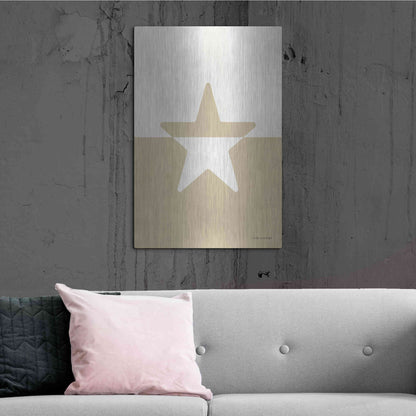 Luxe Metal Art 'Neutral Nursery Half Star    ' by Lady Louise Designs, Metal Wall Art,24x36