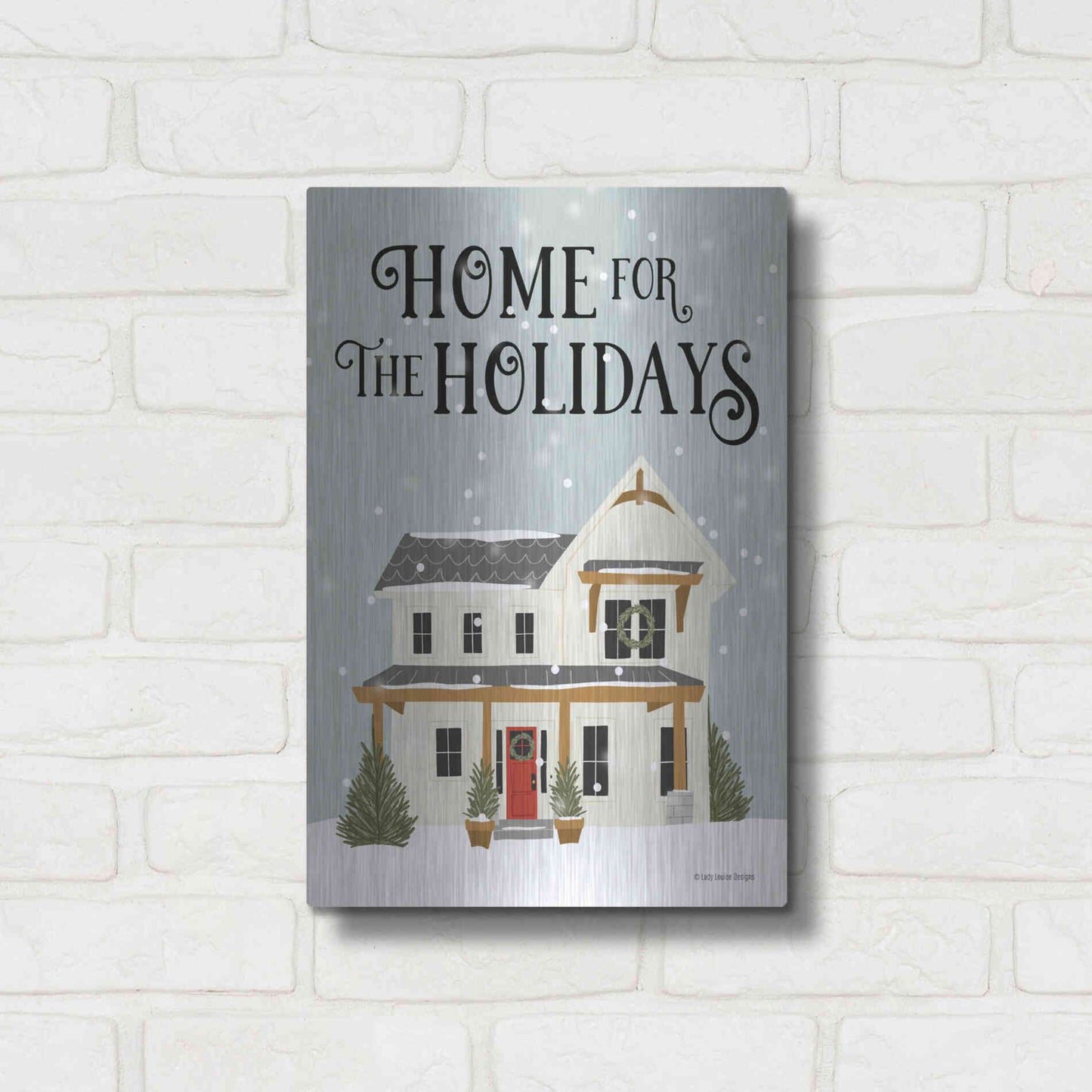 Luxe Metal Art 'Holiday House' by Lady Louise Designs, Metal Wall Art,12x16