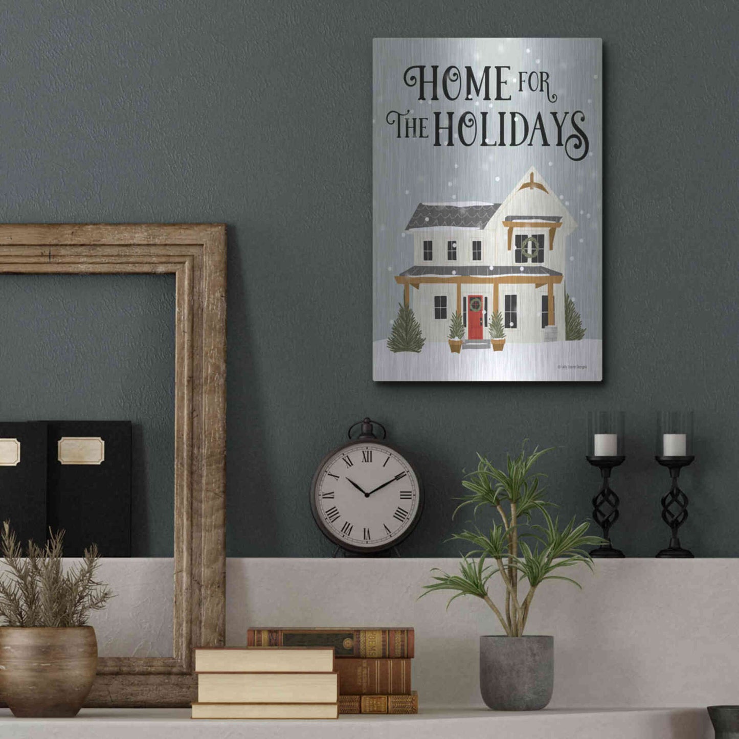 Luxe Metal Art 'Holiday House' by Lady Louise Designs, Metal Wall Art,12x16