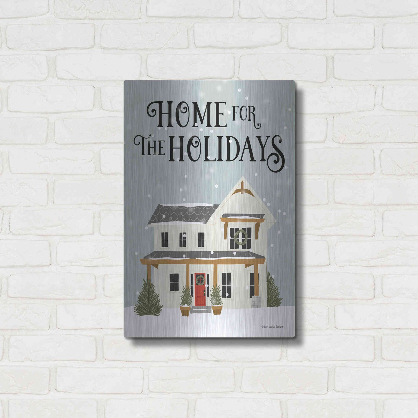 Luxe Metal Art 'Holiday House' by Lady Louise Designs, Metal Wall Art,16x24