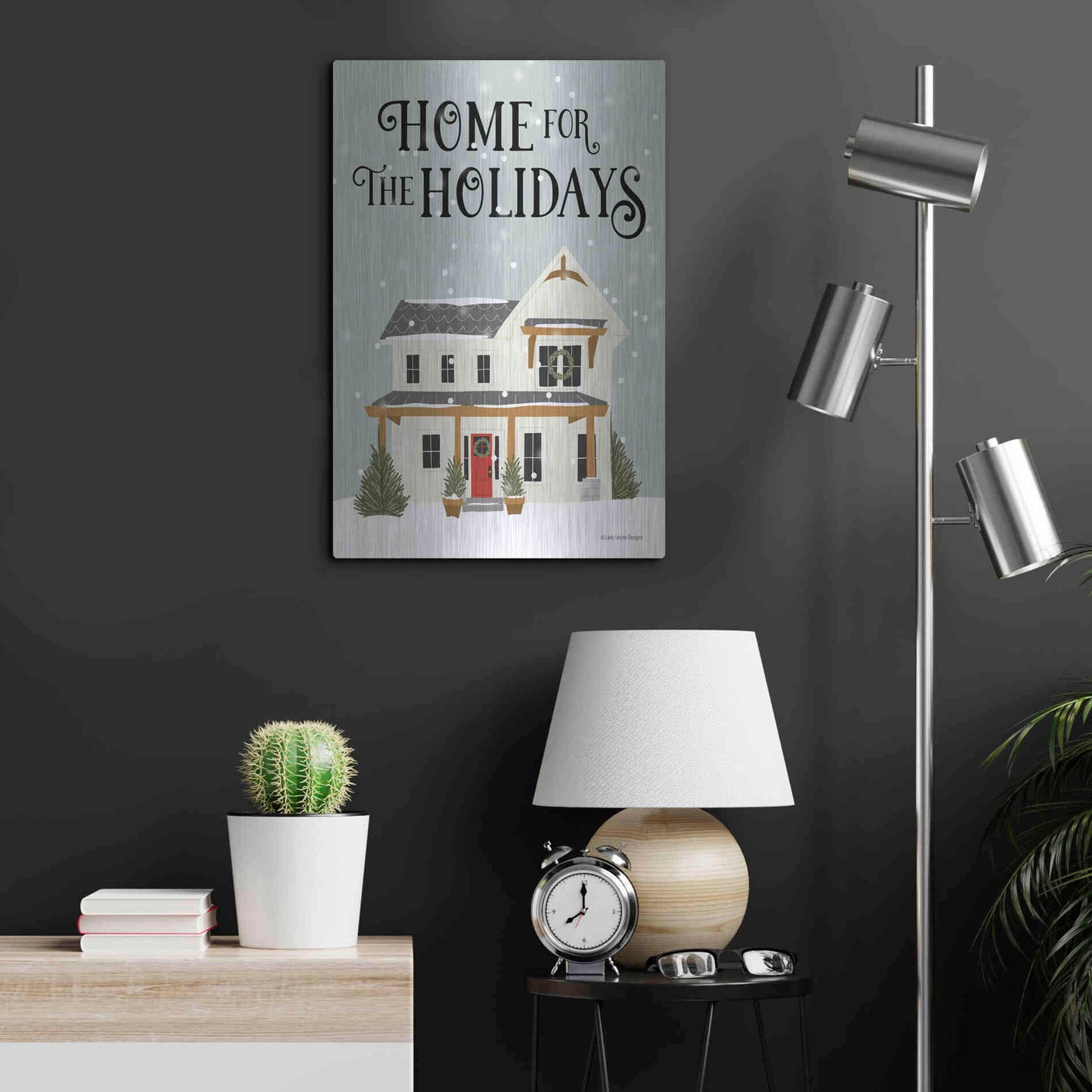 Luxe Metal Art 'Holiday House' by Lady Louise Designs, Metal Wall Art,16x24