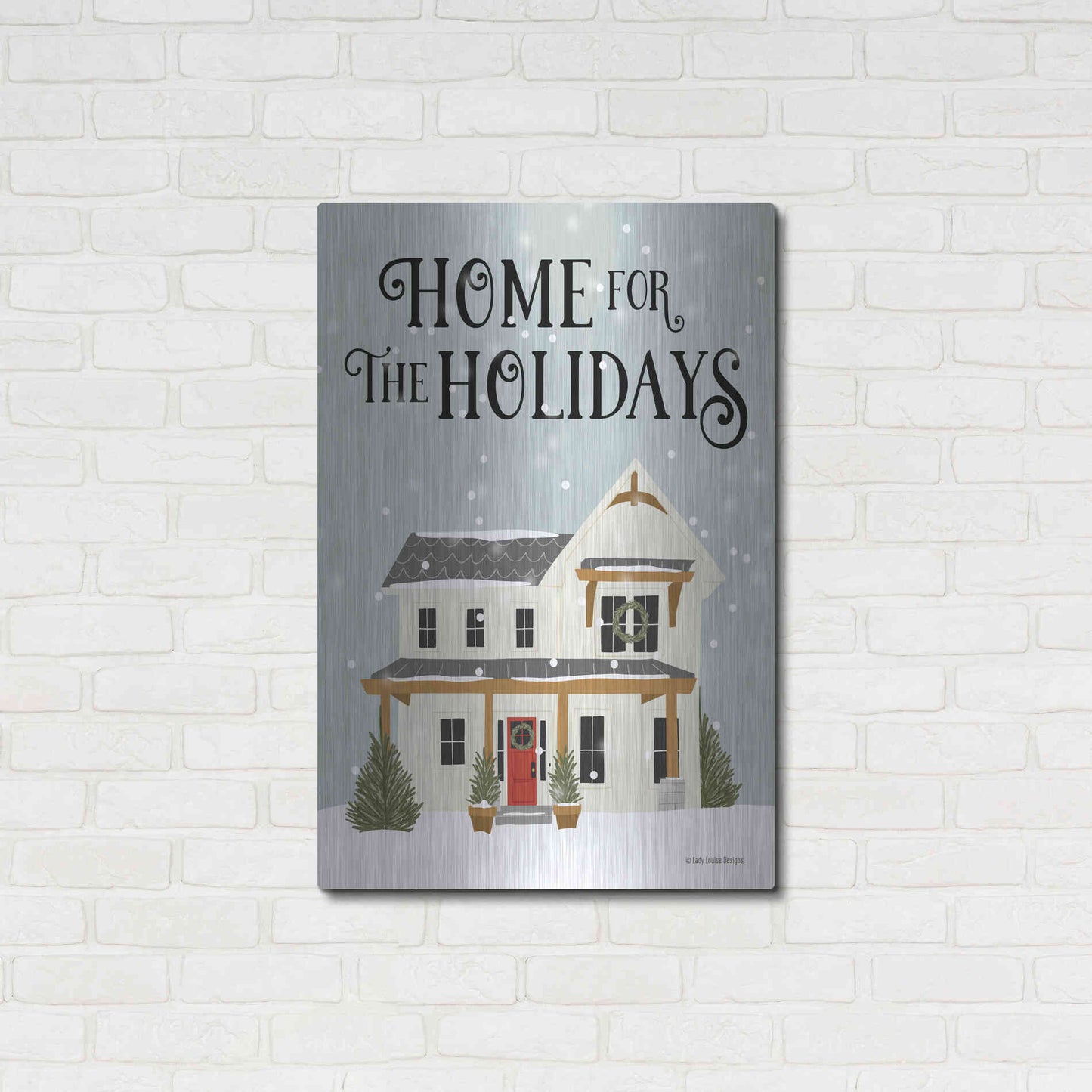 Luxe Metal Art 'Holiday House' by Lady Louise Designs, Metal Wall Art,24x36