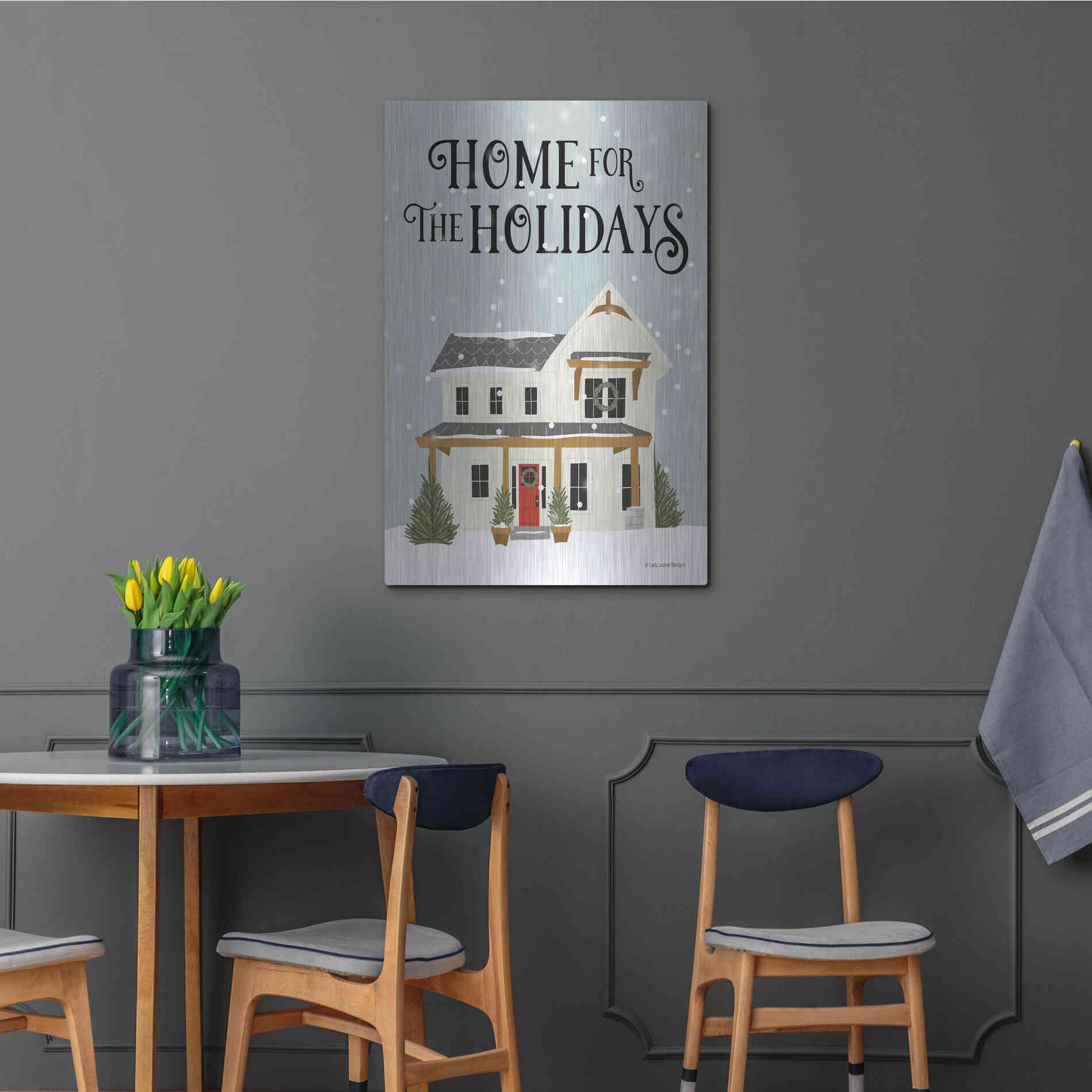 Luxe Metal Art 'Holiday House' by Lady Louise Designs, Metal Wall Art,24x36