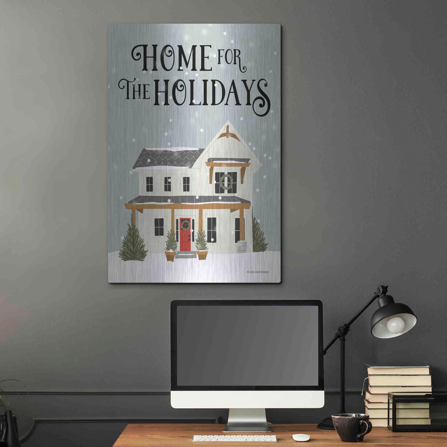 Luxe Metal Art 'Holiday House' by Lady Louise Designs, Metal Wall Art,24x36