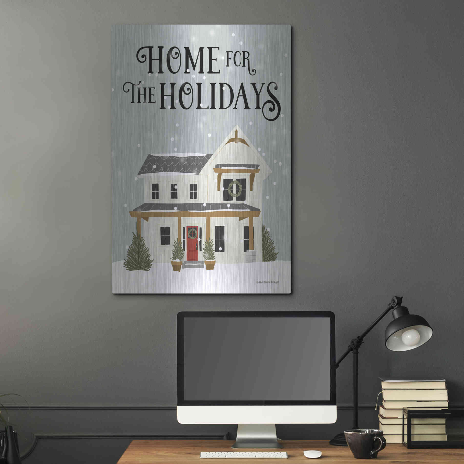 Luxe Metal Art 'Holiday House' by Lady Louise Designs, Metal Wall Art,24x36