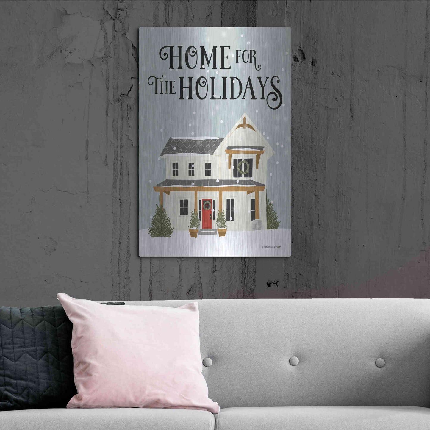 Luxe Metal Art 'Holiday House' by Lady Louise Designs, Metal Wall Art,24x36