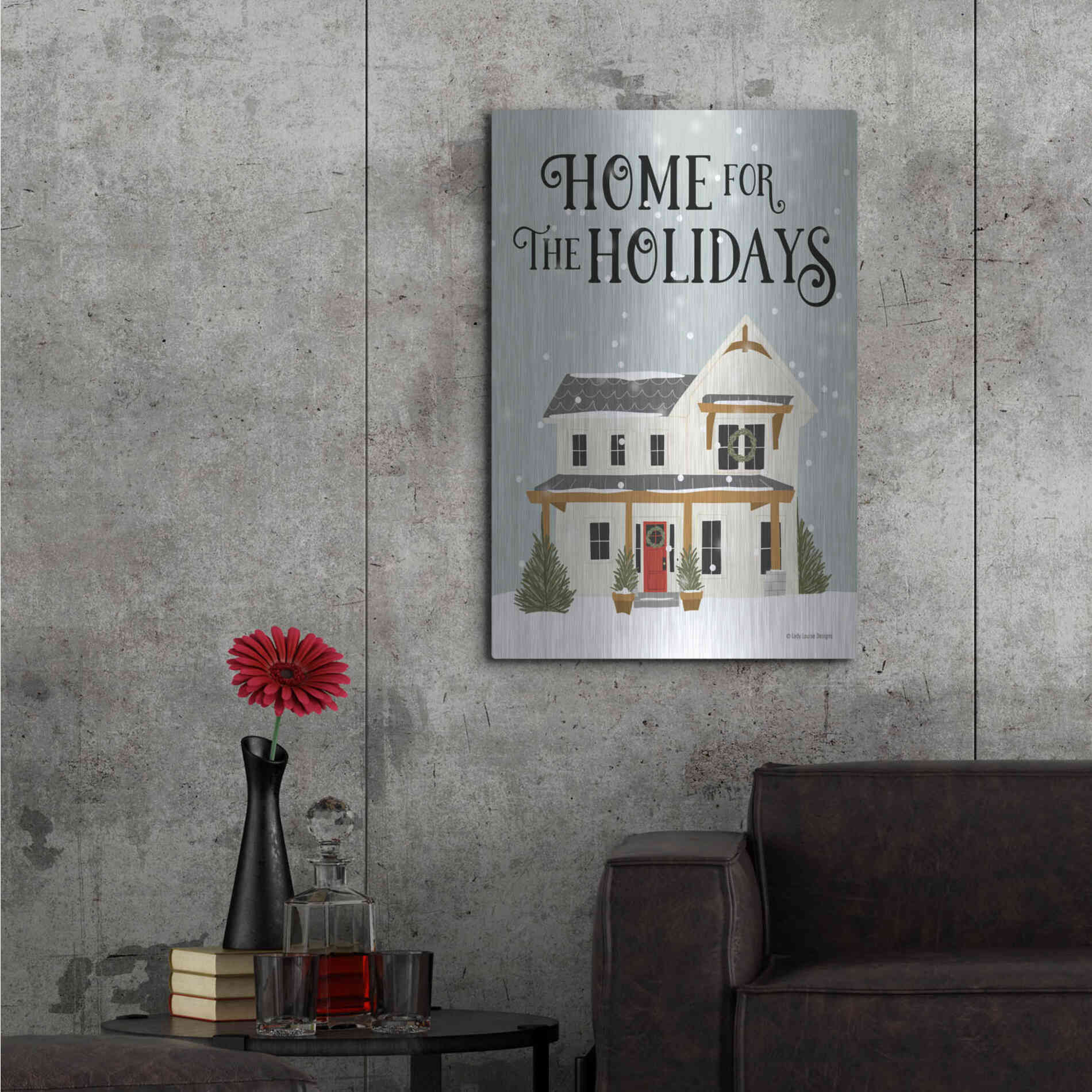 Luxe Metal Art 'Holiday House' by Lady Louise Designs, Metal Wall Art,24x36