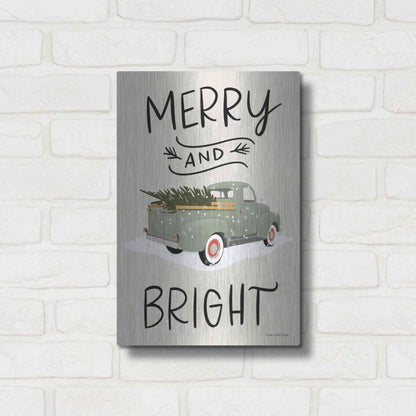 Luxe Metal Art 'Merry Truck' by Lady Louise Designs, Metal Wall Art,12x16
