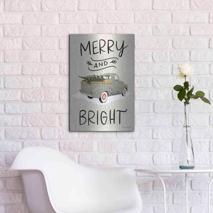 Luxe Metal Art 'Merry Truck' by Lady Louise Designs, Metal Wall Art,16x24