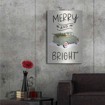 Luxe Metal Art 'Merry Truck' by Lady Louise Designs, Metal Wall Art,24x36