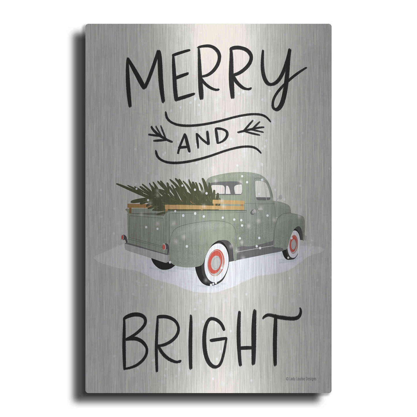 Luxe Metal Art 'Merry Truck' by Lady Louise Designs, Metal Wall Art