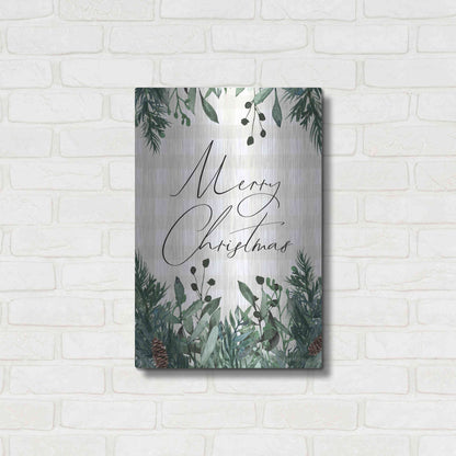 Luxe Metal Art 'Merry Christmas Plaid' by Lady Louise Designs, Metal Wall Art,16x24