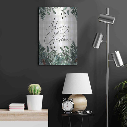 Luxe Metal Art 'Merry Christmas Plaid' by Lady Louise Designs, Metal Wall Art,16x24