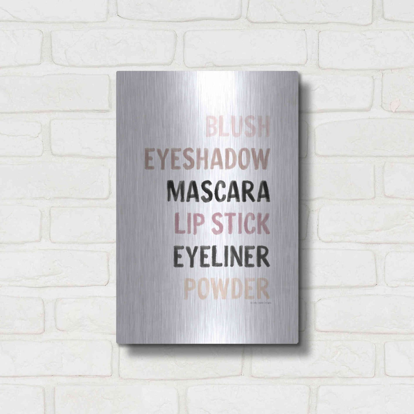 Luxe Metal Art 'Makeup    ' by Lady Louise Designs, Metal Wall Art,12x16