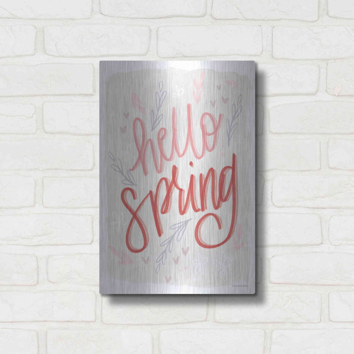 Luxe Metal Art 'Hello Spring' by Lady Louise Designs, Metal Wall Art,12x16