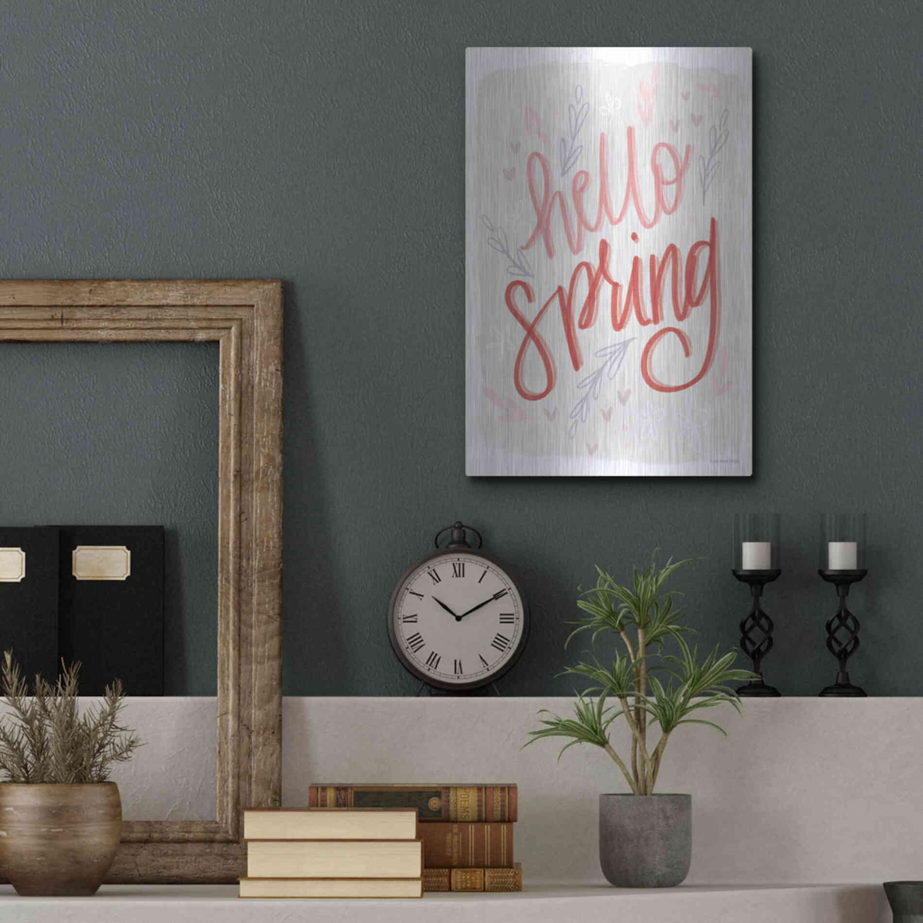 Luxe Metal Art 'Hello Spring' by Lady Louise Designs, Metal Wall Art,12x16