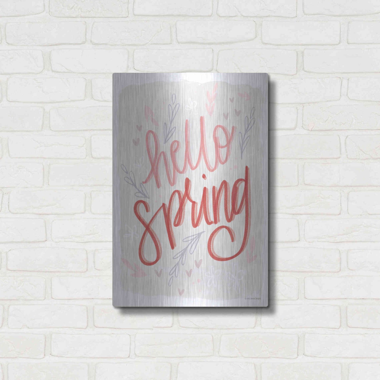 Luxe Metal Art 'Hello Spring' by Lady Louise Designs, Metal Wall Art,16x24