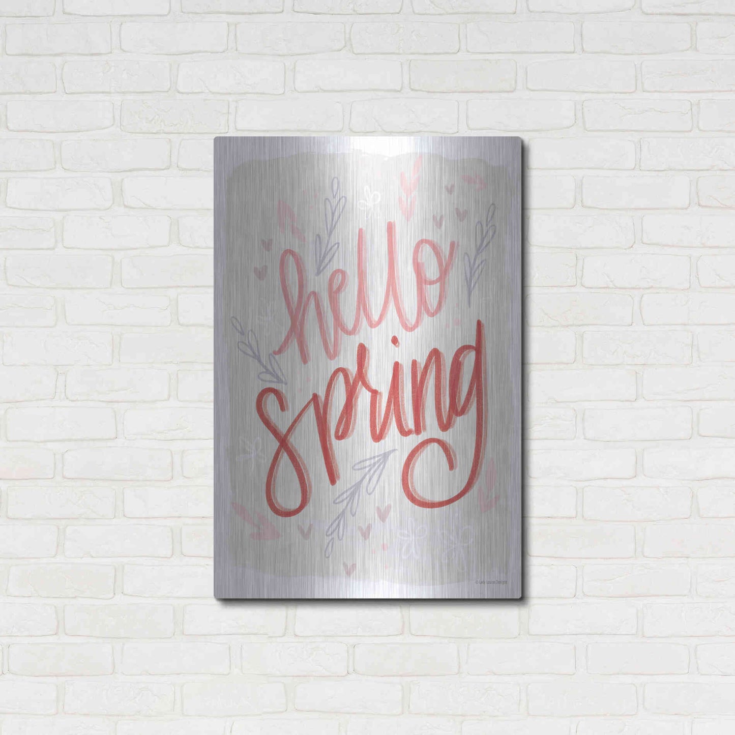 Luxe Metal Art 'Hello Spring' by Lady Louise Designs, Metal Wall Art,24x36