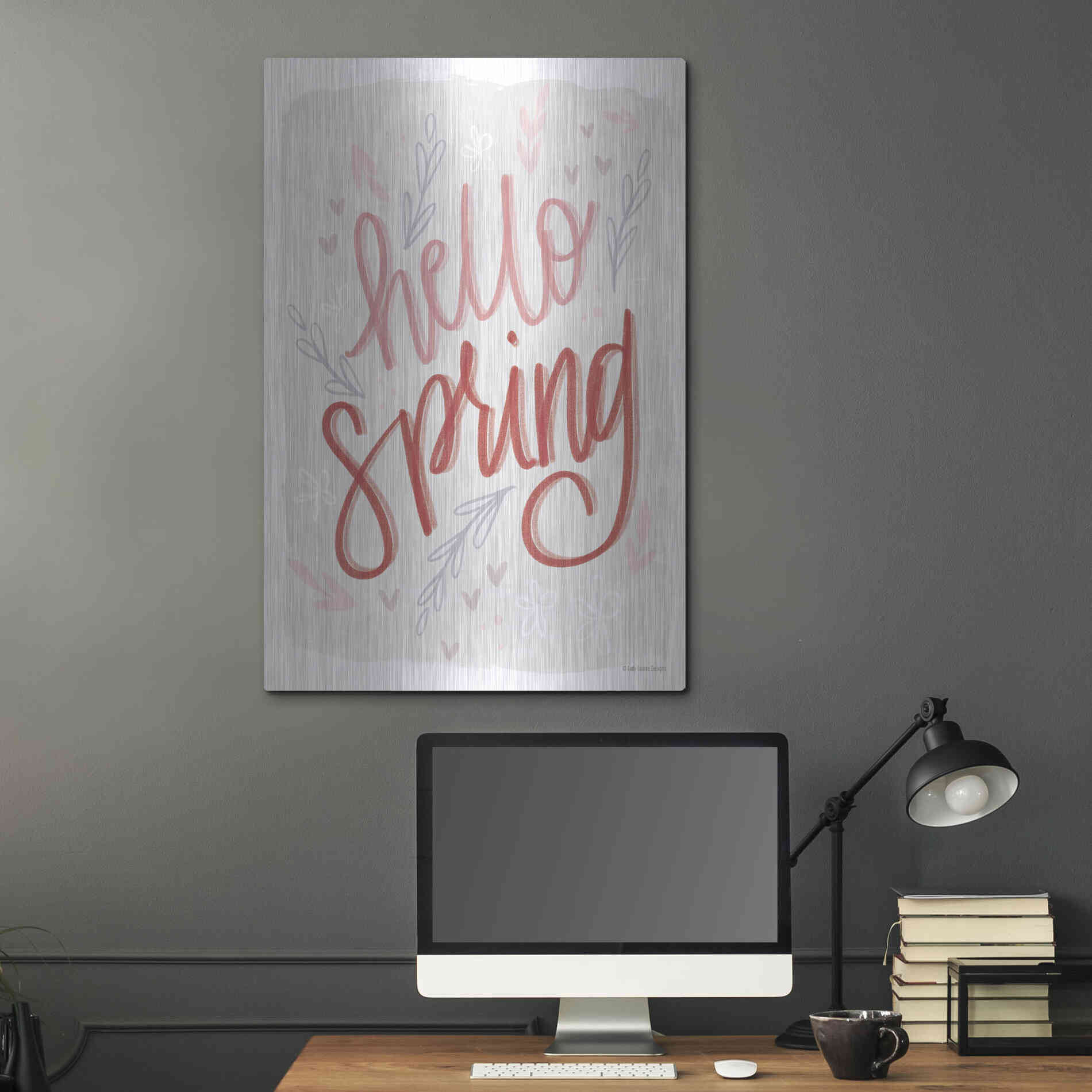 Luxe Metal Art 'Hello Spring' by Lady Louise Designs, Metal Wall Art,24x36