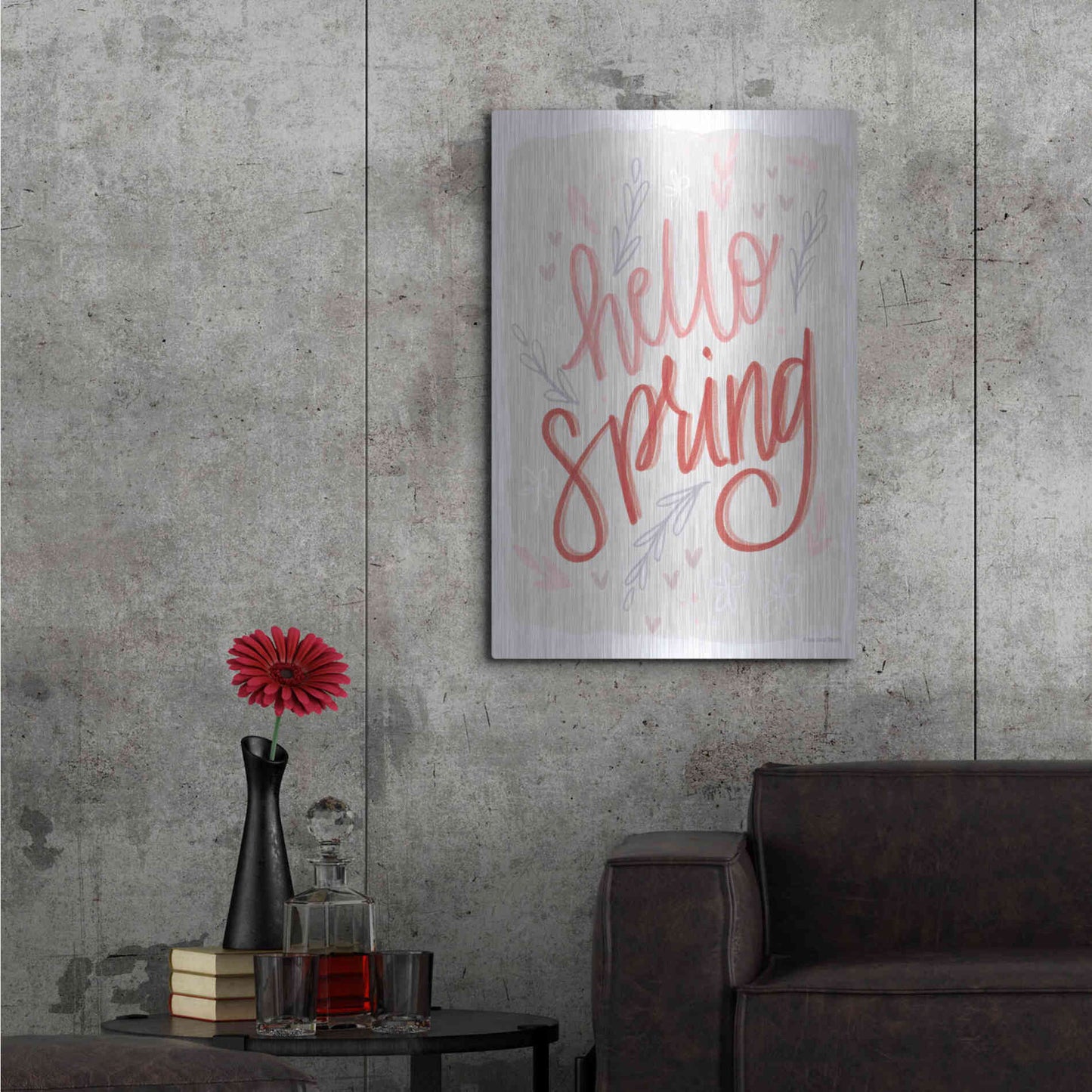 Luxe Metal Art 'Hello Spring' by Lady Louise Designs, Metal Wall Art,24x36