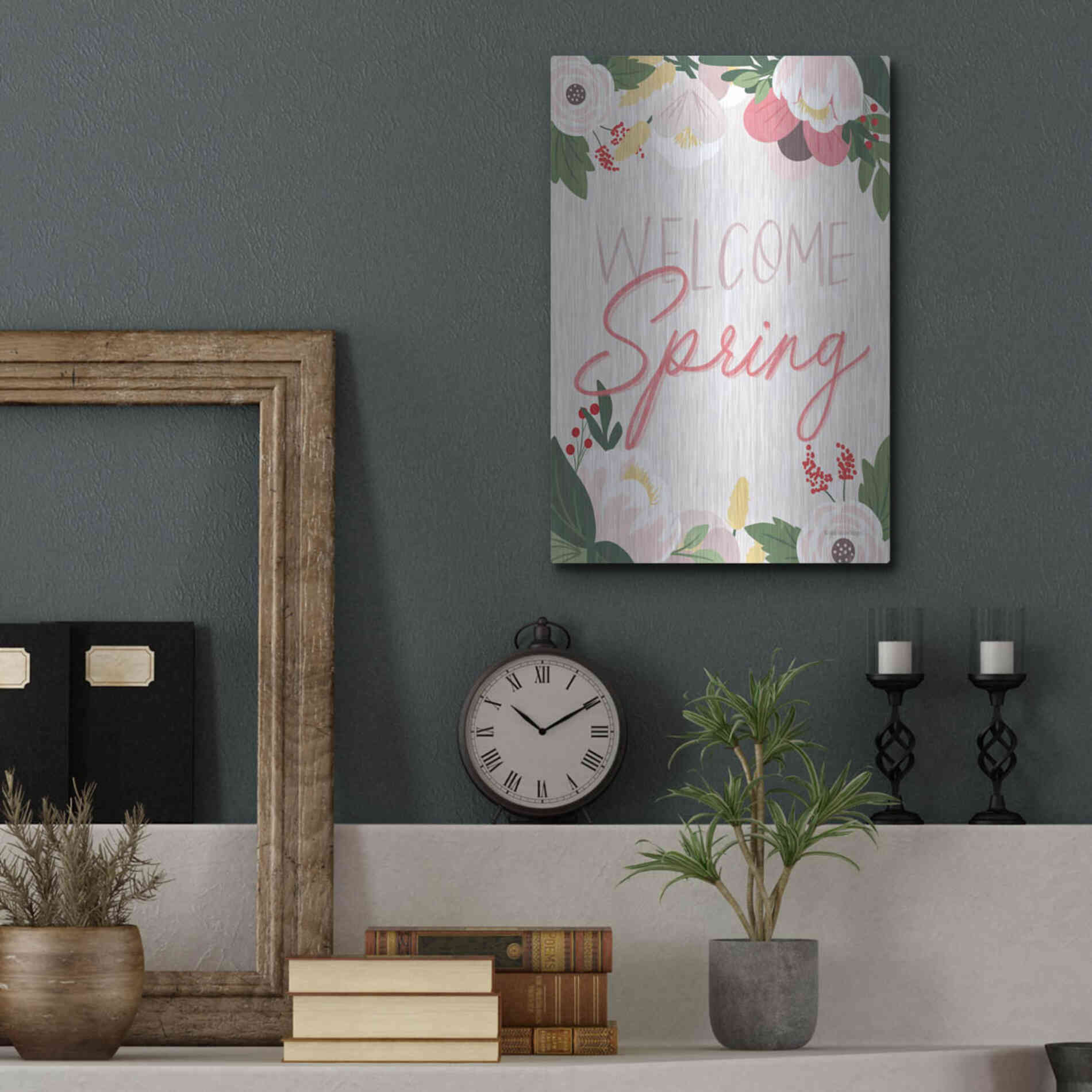 Luxe Metal Art 'Welcome Spring' by Lady Louise Designs, Metal Wall Art,12x16