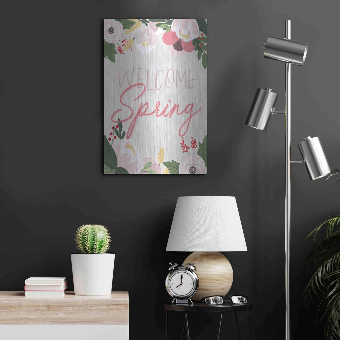 Luxe Metal Art 'Welcome Spring' by Lady Louise Designs, Metal Wall Art,16x24