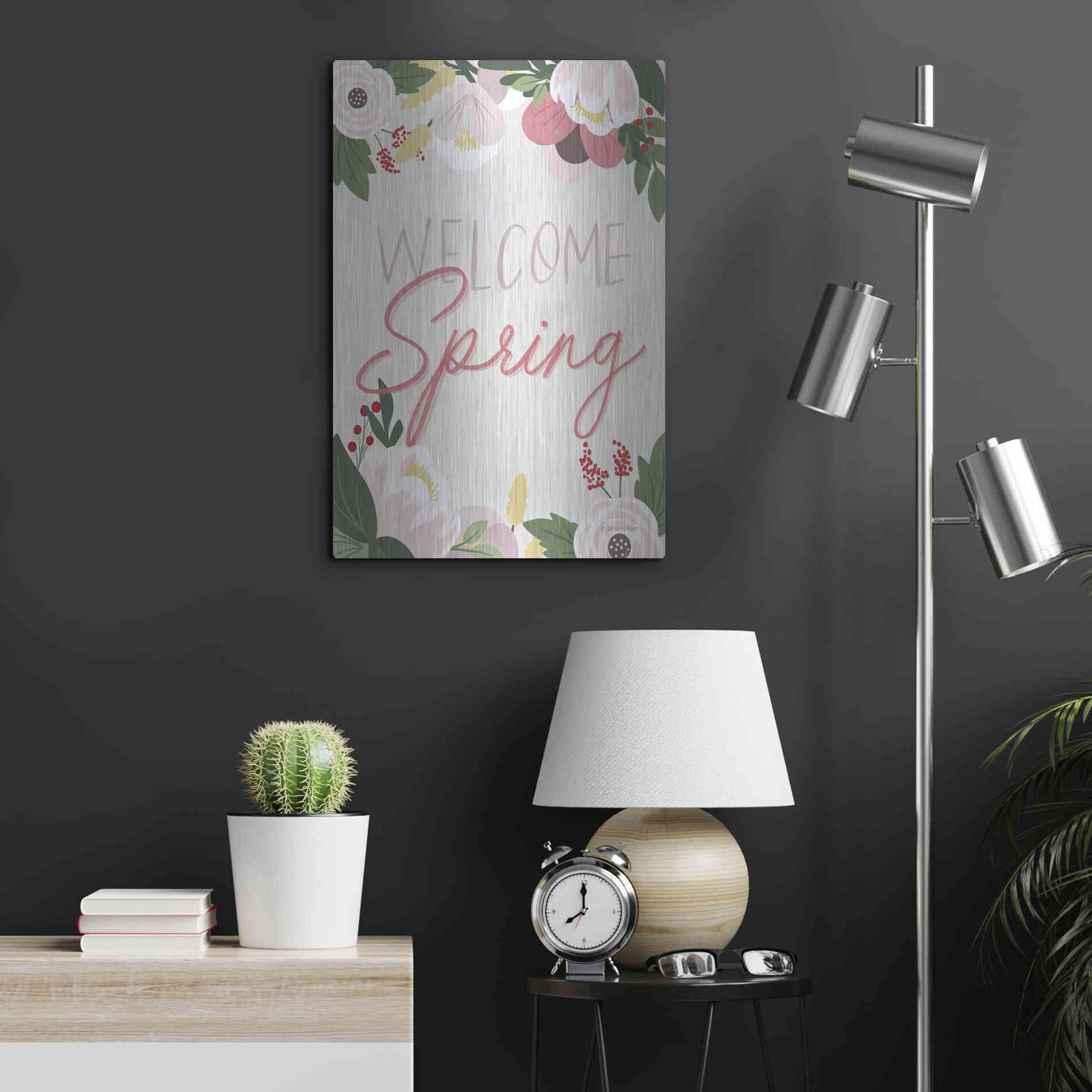 Luxe Metal Art 'Welcome Spring' by Lady Louise Designs, Metal Wall Art,16x24