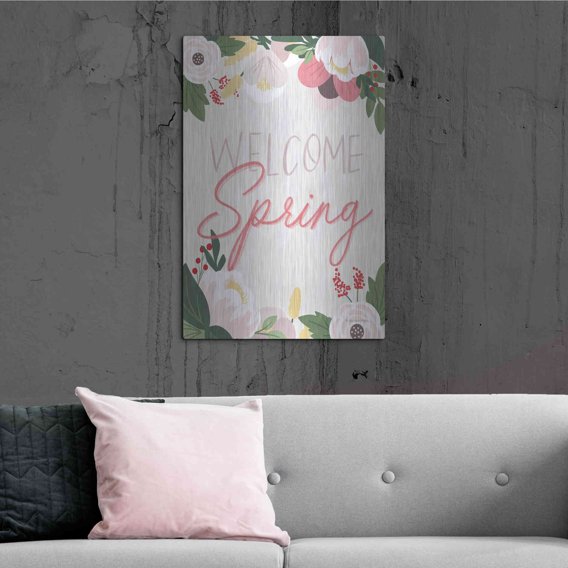 Luxe Metal Art 'Welcome Spring' by Lady Louise Designs, Metal Wall Art,24x36